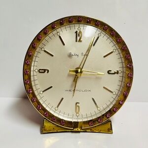 Westclox Baby Ben Pink Rhinestone Clock